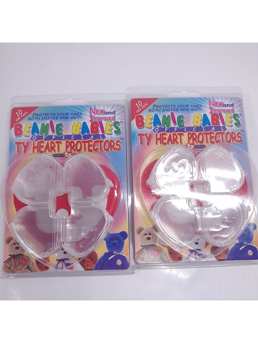 New Beanie Babies Official Ty Heart Protectors SET 2x 10 Pack Improved tag 1999